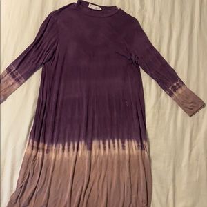 purple tie dye shirt dress
